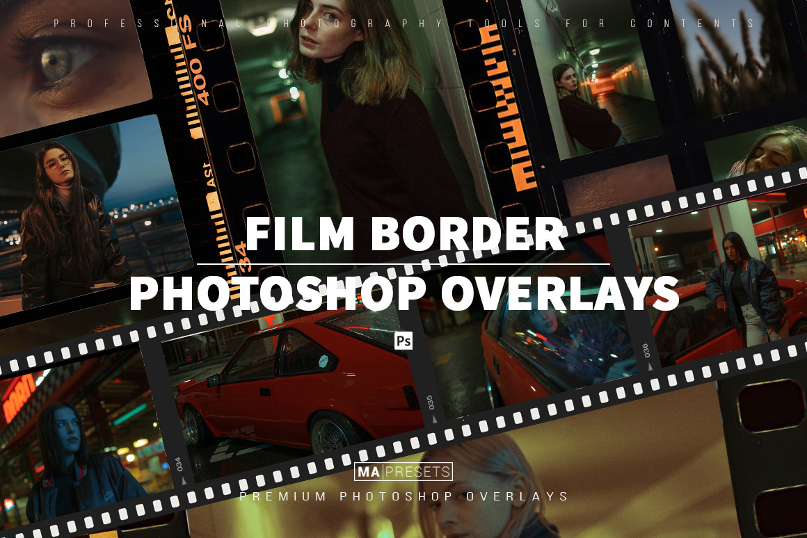 MAPRESETS 235个复古柯达宝丽来胶片打孔模拟胶片帧叠加层PNG素材包 235 FILM BORDER OVERLAYS（6359） -