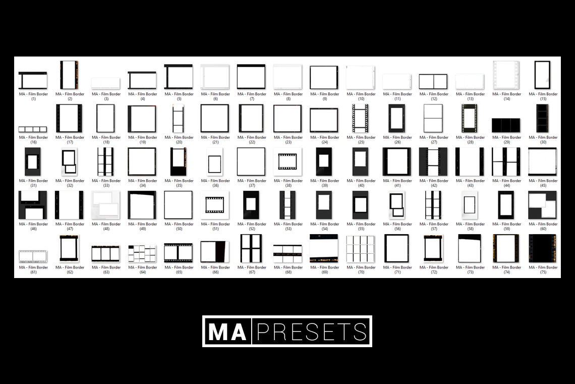 MAPRESETS 235个复古柯达宝丽来胶片打孔模拟胶片帧叠加层PNG素材包 235 FILM BORDER OVERLAYS（6359） -