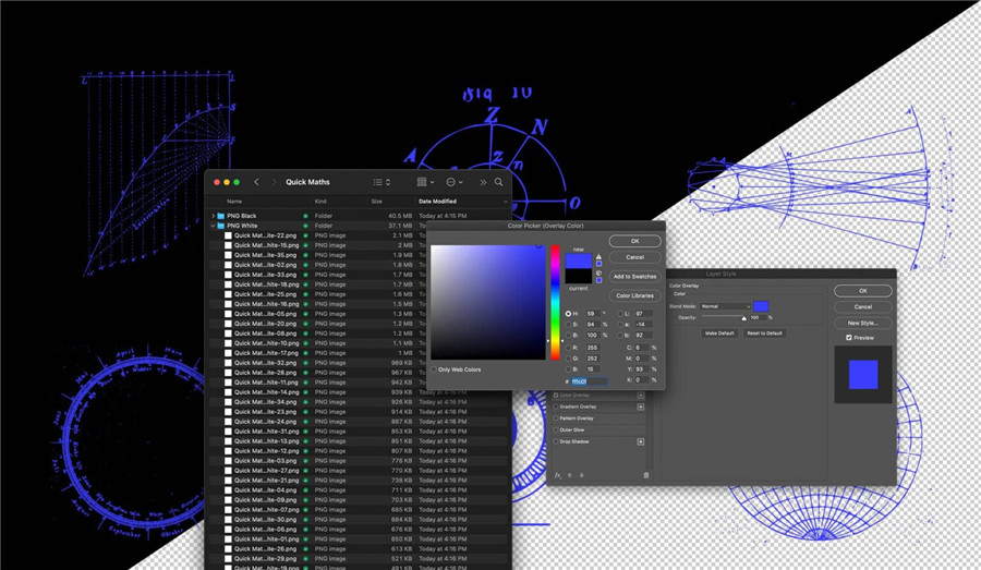 Studio Innate 潮流未来派酸性艺术赛博朋克工业科学高数天文学手稿HUD素材包 Quick Maths（6886） -