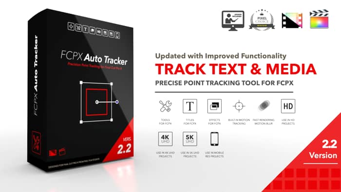 FCPX插件：自动跟踪文字图片视频运动移动同步效果 Auto Tracker 2.2（6935） -