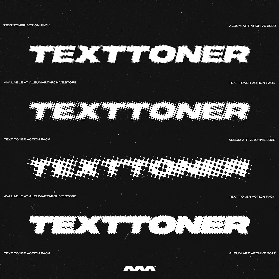 AAA 复古高分辨率半调抽象波点扭曲碳粉文字PS动作 Text Toner（6311） -