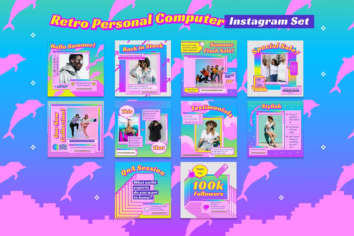 Aiyari Graphic 复古WIN95个人电脑INS风竖屏对话框弹窗PSD模板包 Retro Personal Computer Instagram（6206） -