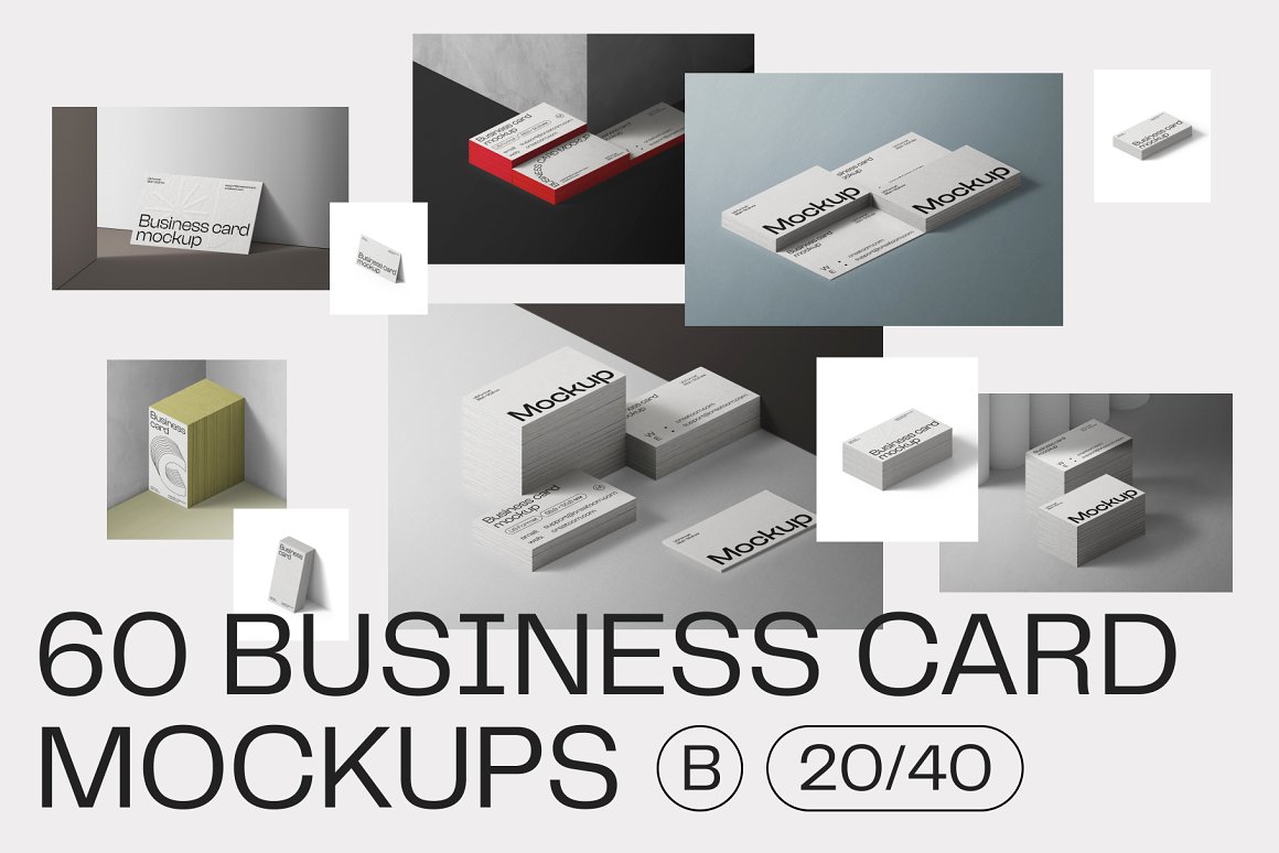 Creatoom 60个高分辨率极简主义名片PSD样机场景创建者 60 Business card mockups（6208） -