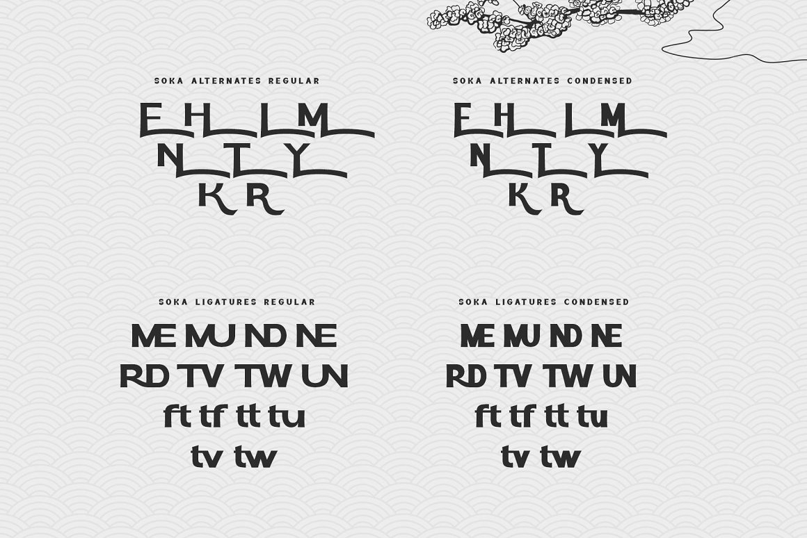 英文字体：日式复古风格无衬线字体（6212） -