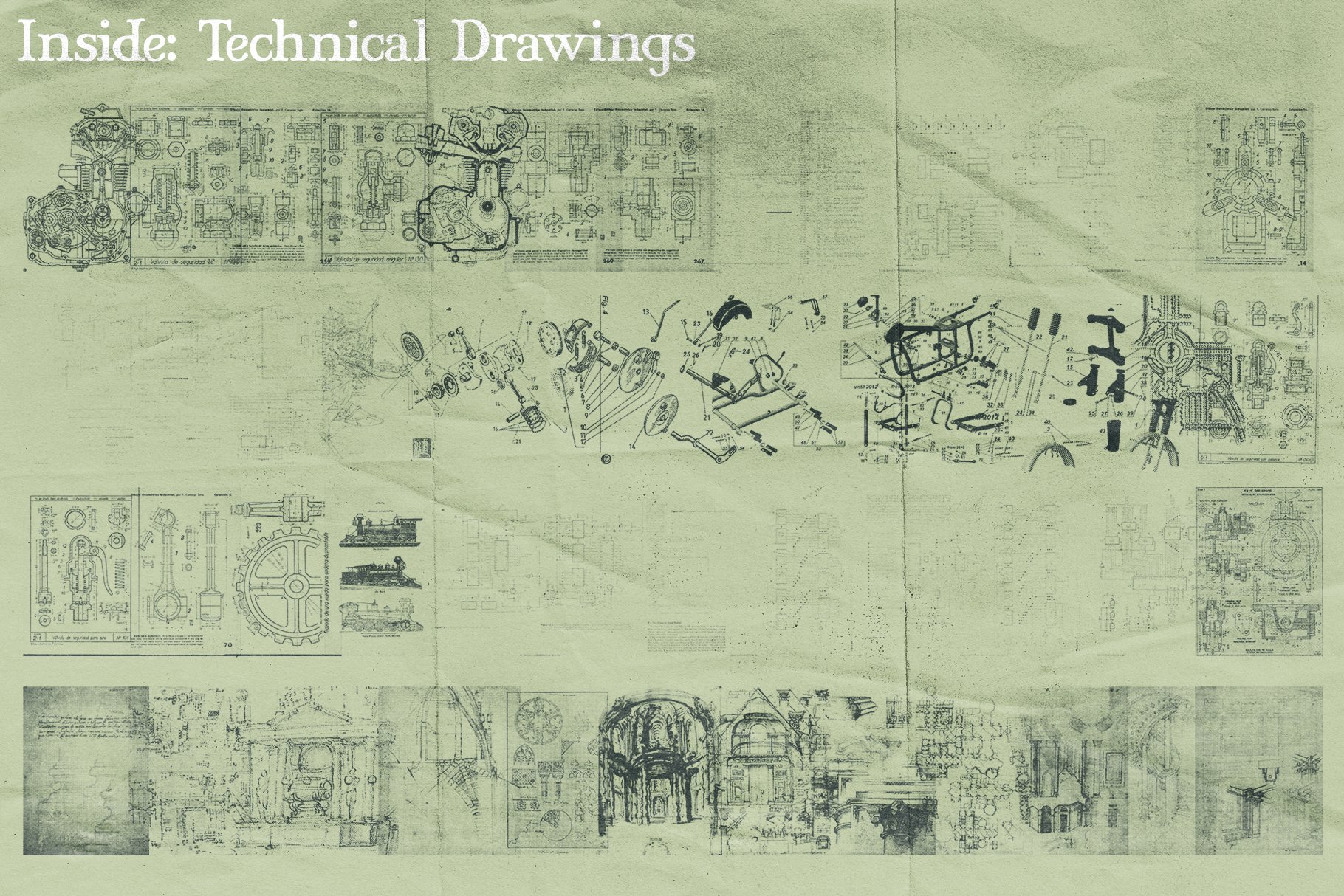 1350个中世纪复古半色调雕像人物撕纸拼贴插图PNG纹理背景包（6217） -