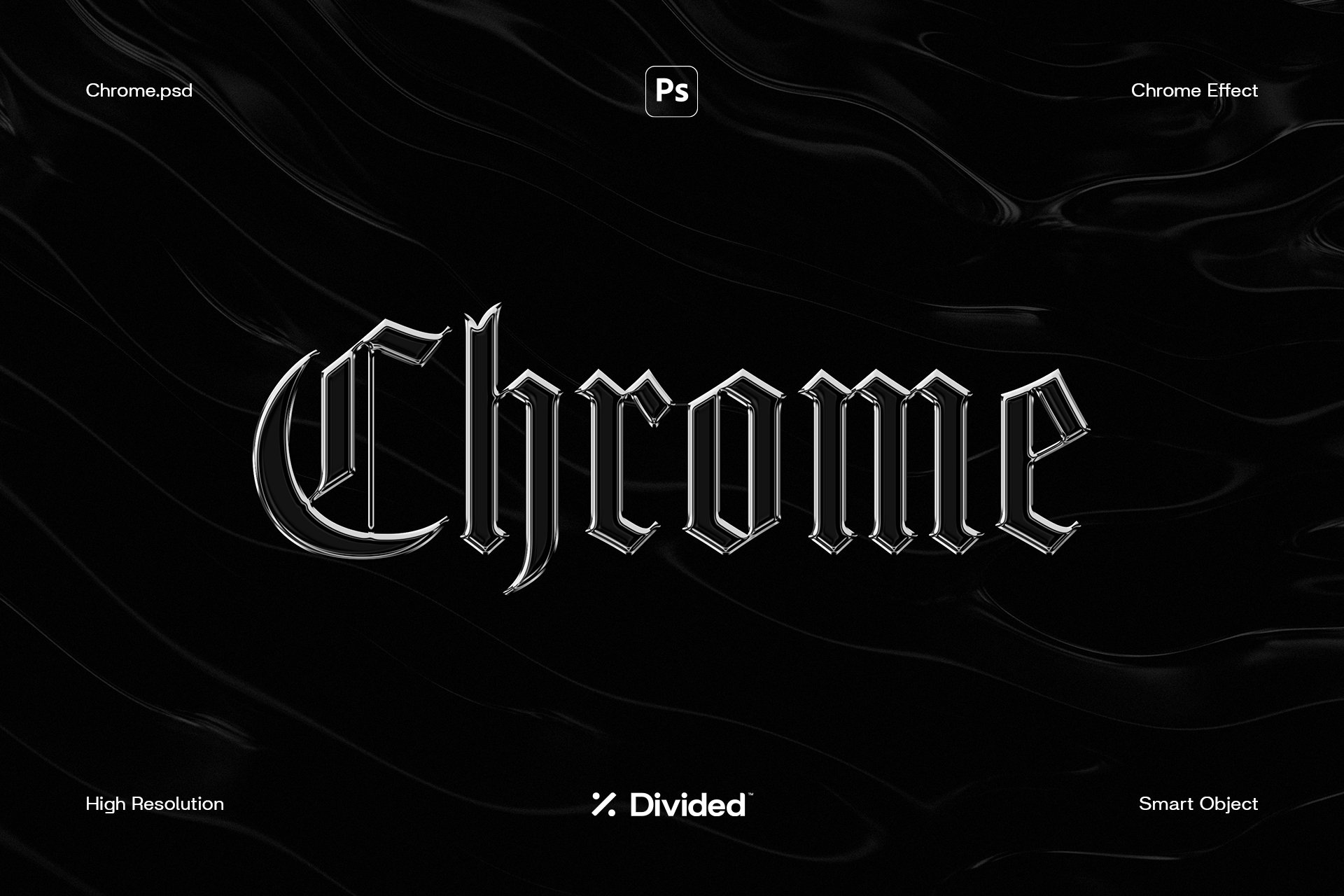 Divided 酸性金属镀铬文字失真PSD模板 Chrome（6197） -