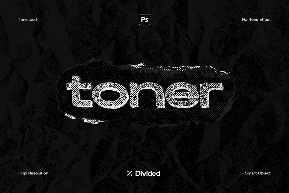 Divided 酸性金属镀铬文字失真PSD模板 Toner（6198） -