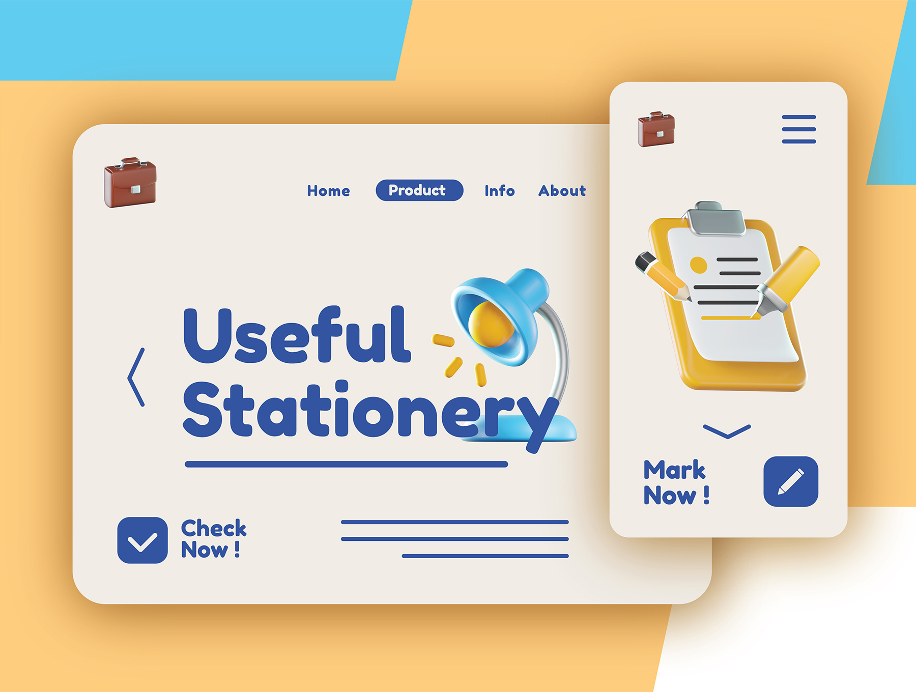 独特即用型优质文具3D图标包  Stationery 3D Icons（6114） -