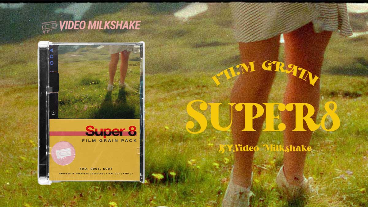 Video Milkshake 复古电影风格SUPER 8胶片扫描遮罩泄露颗粒背景视频素材 SUPER 8 FILM GRAIN PACK（7221） -