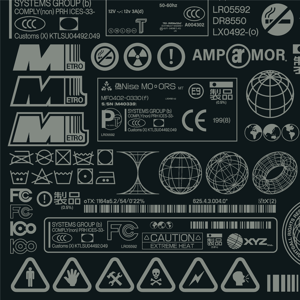 107个赛博朋克工业风格矢量标签印刷设计图标套件 Label Asset Pack Vol.1（7235） -