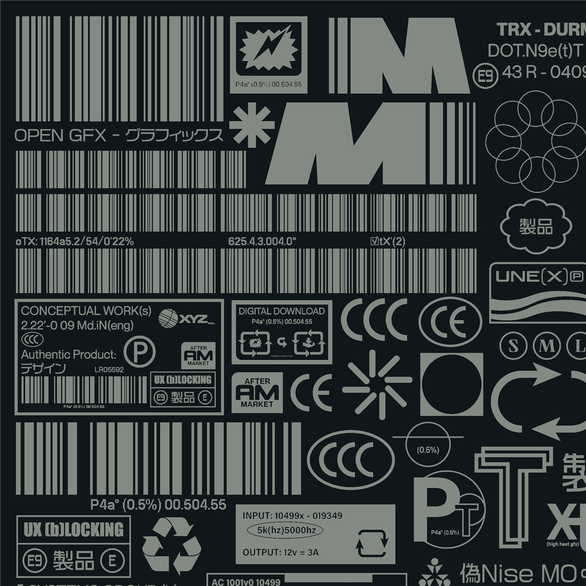 107个赛博朋克工业风格矢量标签印刷设计图标套件 Label Asset Pack Vol.1（7235） -