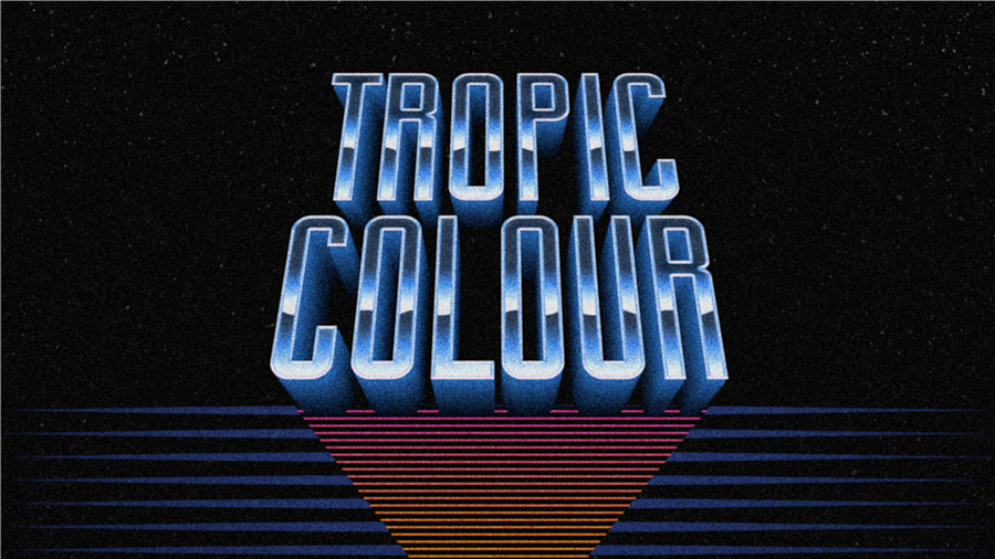 Tropic Colour 80年代复古创意金属渐变3D漫反射排版视觉效果标题工具包+VHS叠加视频素材 80&#039;S RETRO FILM TITLES -