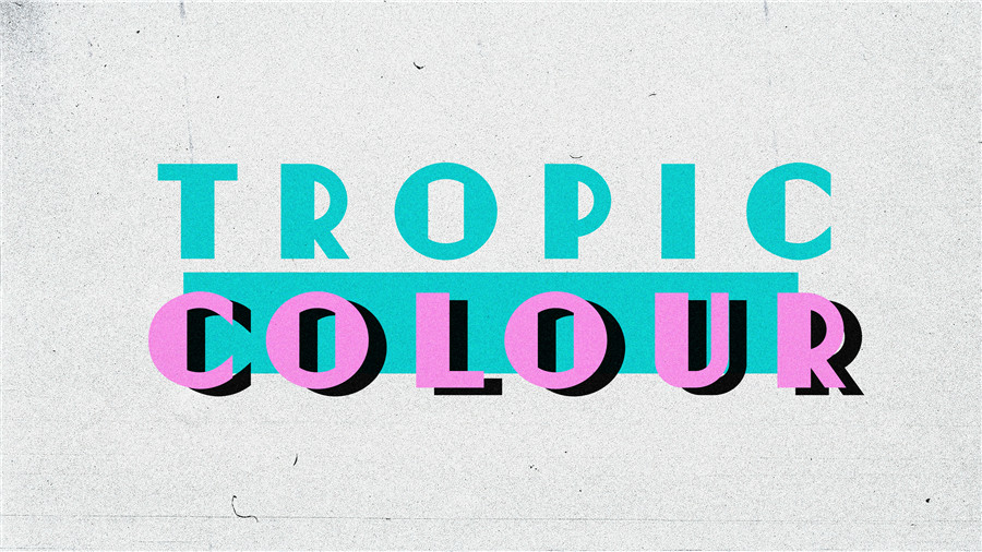 Tropic Colour 80年代复古创意金属渐变3D漫反射排版视觉效果标题工具包+VHS叠加视频素材 80&#039;S RETRO FILM TITLES -