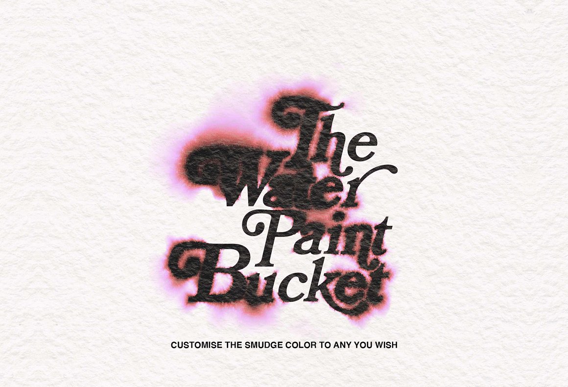 One Clic 新潮水迹水渍Logo文字图形处理特效PS一键式动作模板素材 The Water Paint Bucket（7145） -