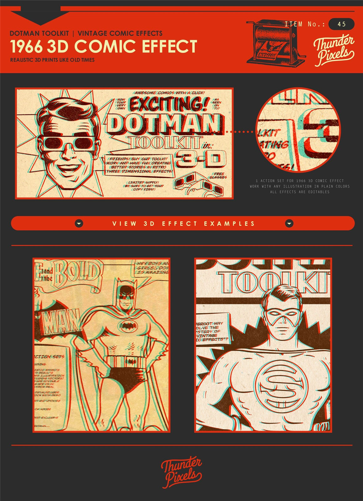 DotMan ToolKit 80年代复古美学波普艺术漫画半色调纸质扫描印刷墨迹纹理包  Vintage Comic Effects（7112） -