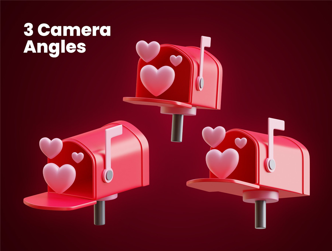 浪漫七夕情人节爱情爱心3D图标元素素材 Valentine&#039;s Day 3D Icon（7701） -