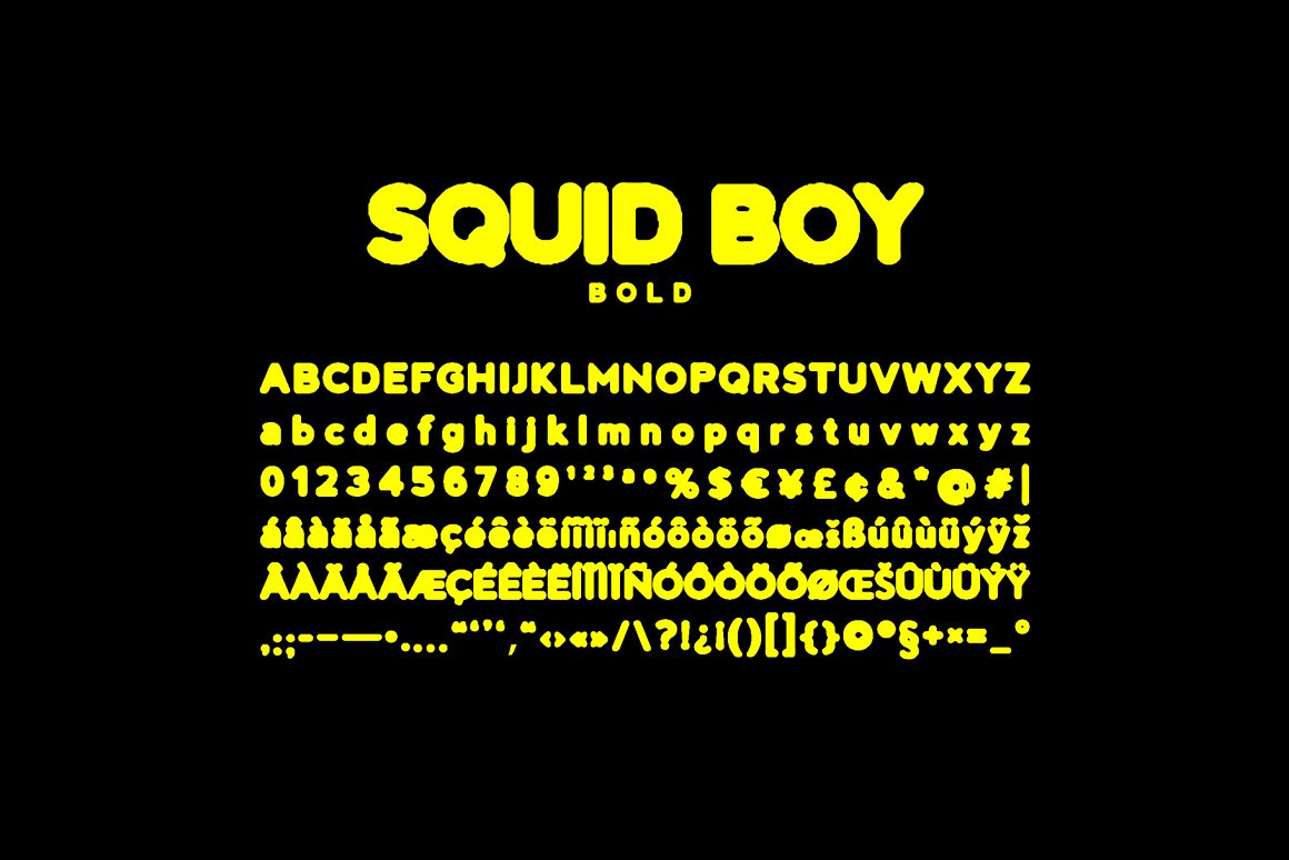 英文字体：大胆复古墨水印染渗色出血海报封面排版字体 Squid Boy - Ink Bleed Sans Serif（7638） -