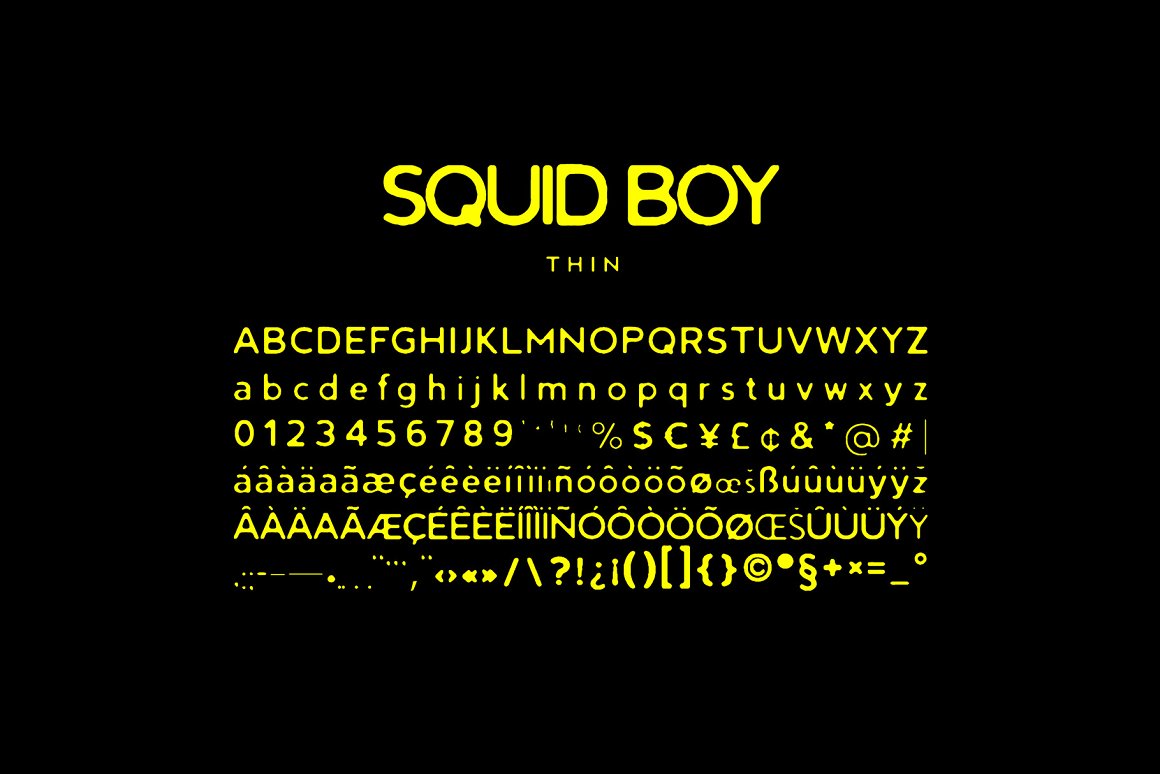 英文字体：大胆复古墨水印染渗色出血海报封面排版字体 Squid Boy - Ink Bleed Sans Serif（7638） -