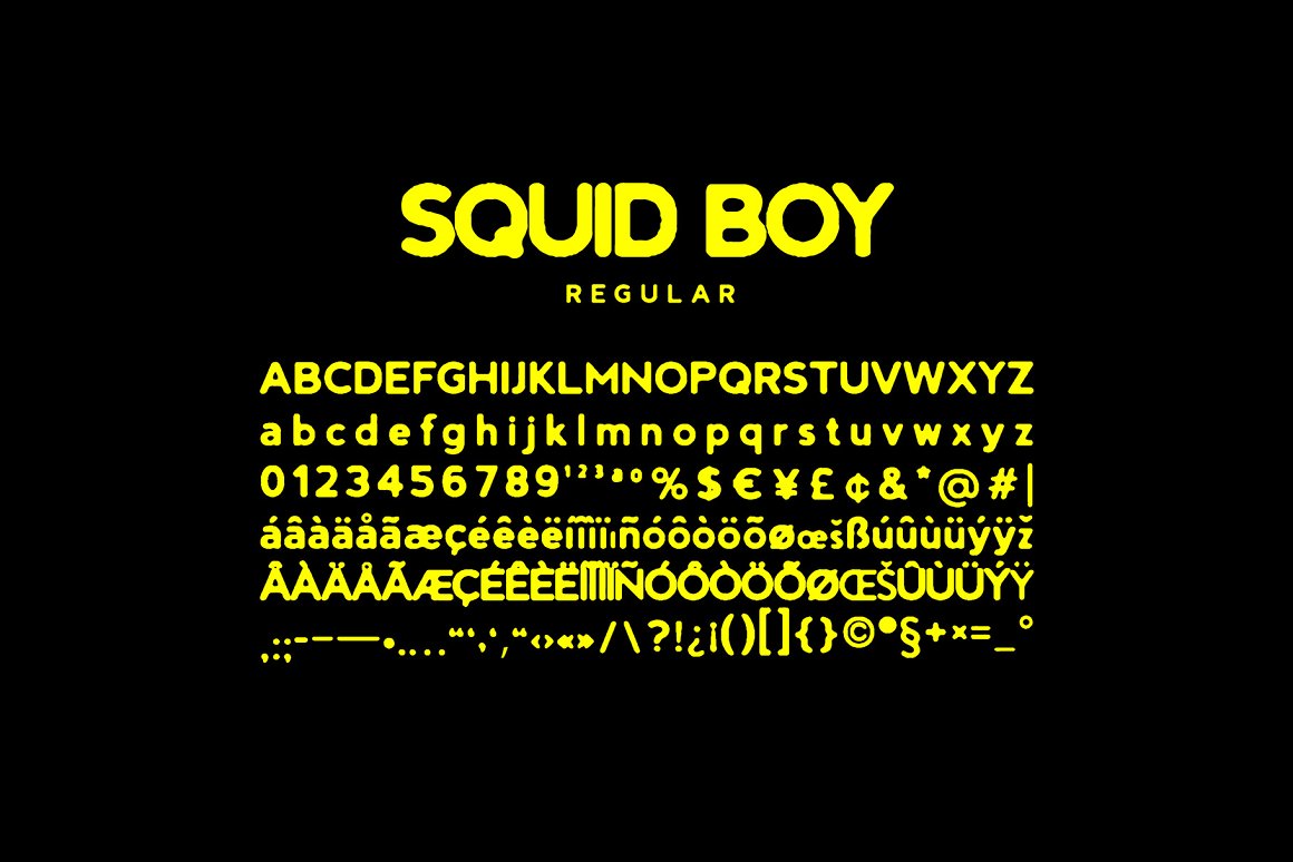 英文字体：大胆复古墨水印染渗色出血海报封面排版字体 Squid Boy - Ink Bleed Sans Serif（7638） -