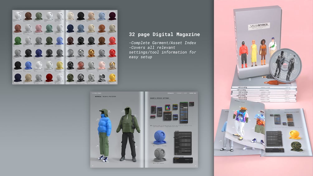 150多种数字藏品虚拟人物现代时尚服装鞋子珠宝配饰3D模型材质 Digital Fashion VERYBASICS - VirtualWardrobe &#038; Asset Pack （Blender &#038; Marvelous Designer）（7569） -