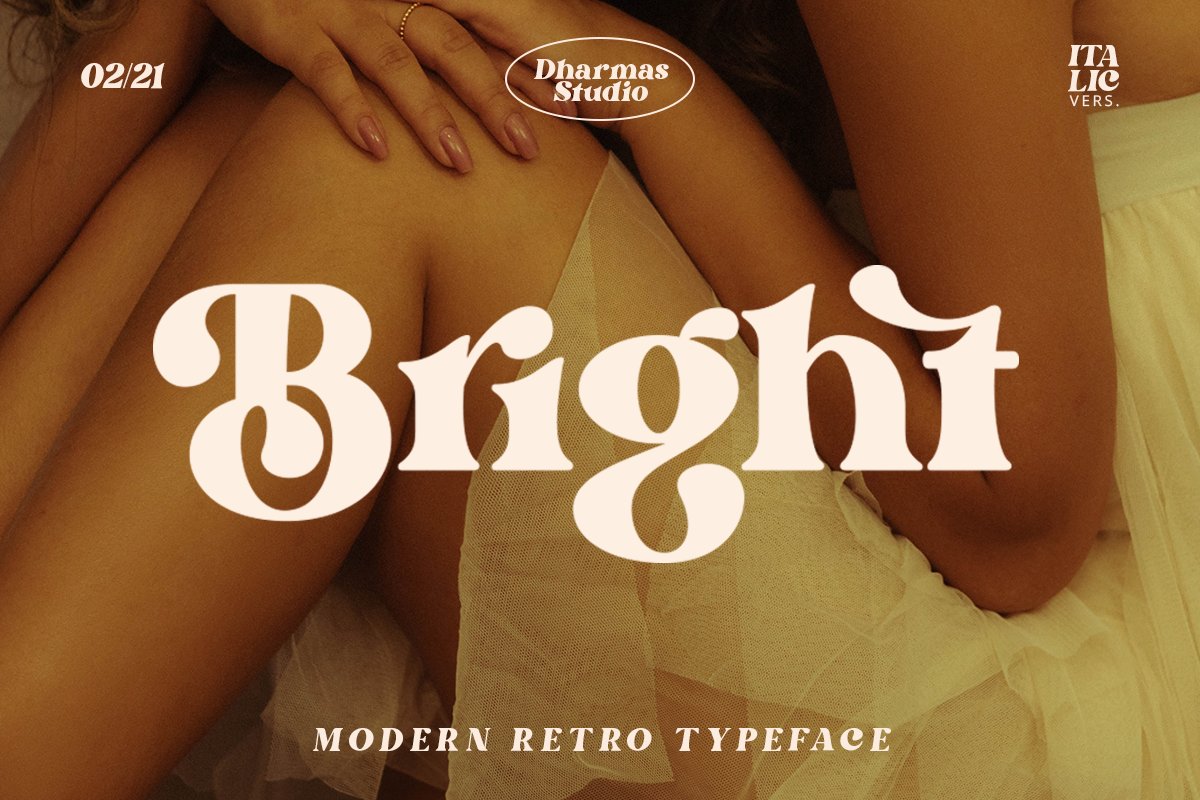 英文字体：60年代复古现代时尚杂志斜体衬线英文字体 Bright - Modern Retro（7539） -