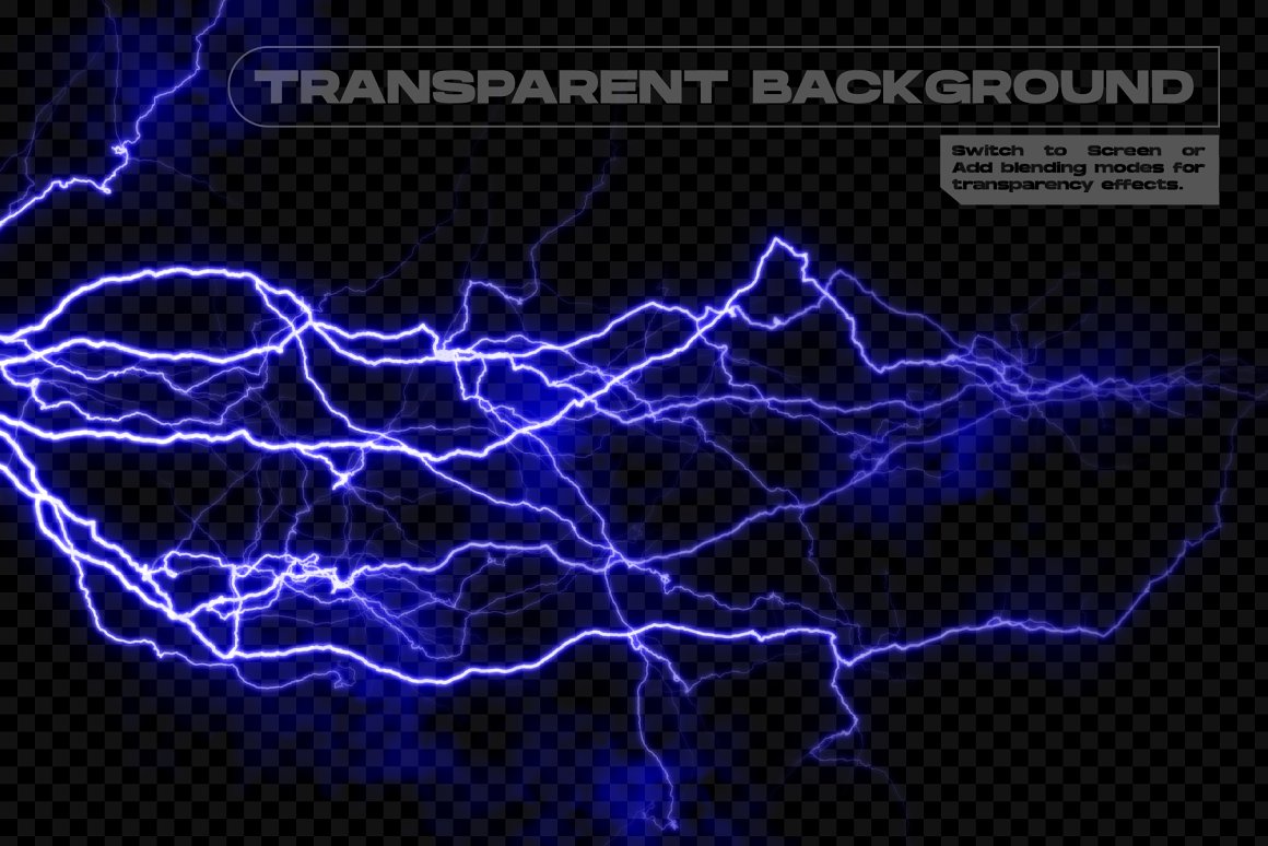 新潮酸性艺术雷电闪电光晕炫光抽象PNG设计素材合辑 MiksKS - Lightning Bolts（7962） -