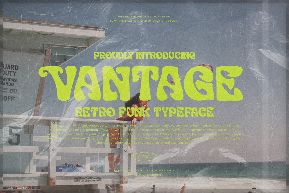 英文字体：现代品牌包装徽标logo设计装饰性英文字体 Vantage Retro Business Font（7882） -