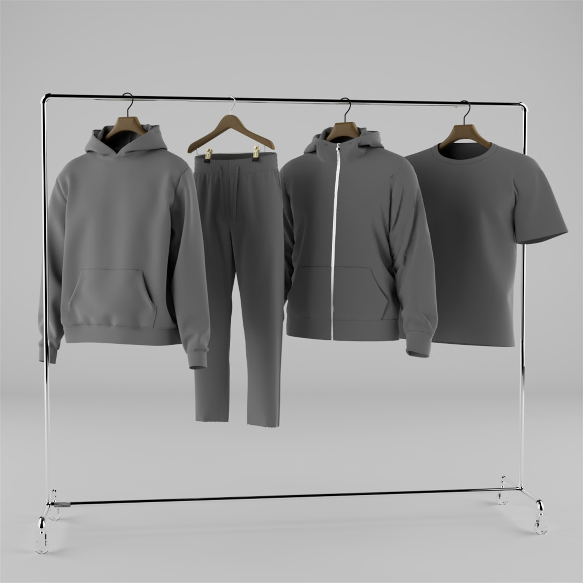 CROMEYARD 逼真高级服饰3D服装展示衣架模型 3D CLOTHING RACK LAYOUT V1（7815） -