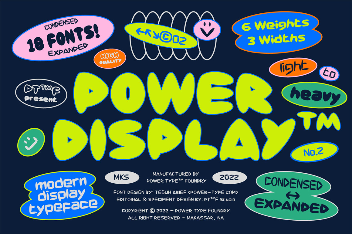 新潮流复古疯克文化爵士嘻哈俏皮英文装饰字体 Power Display Font Family（7820） -