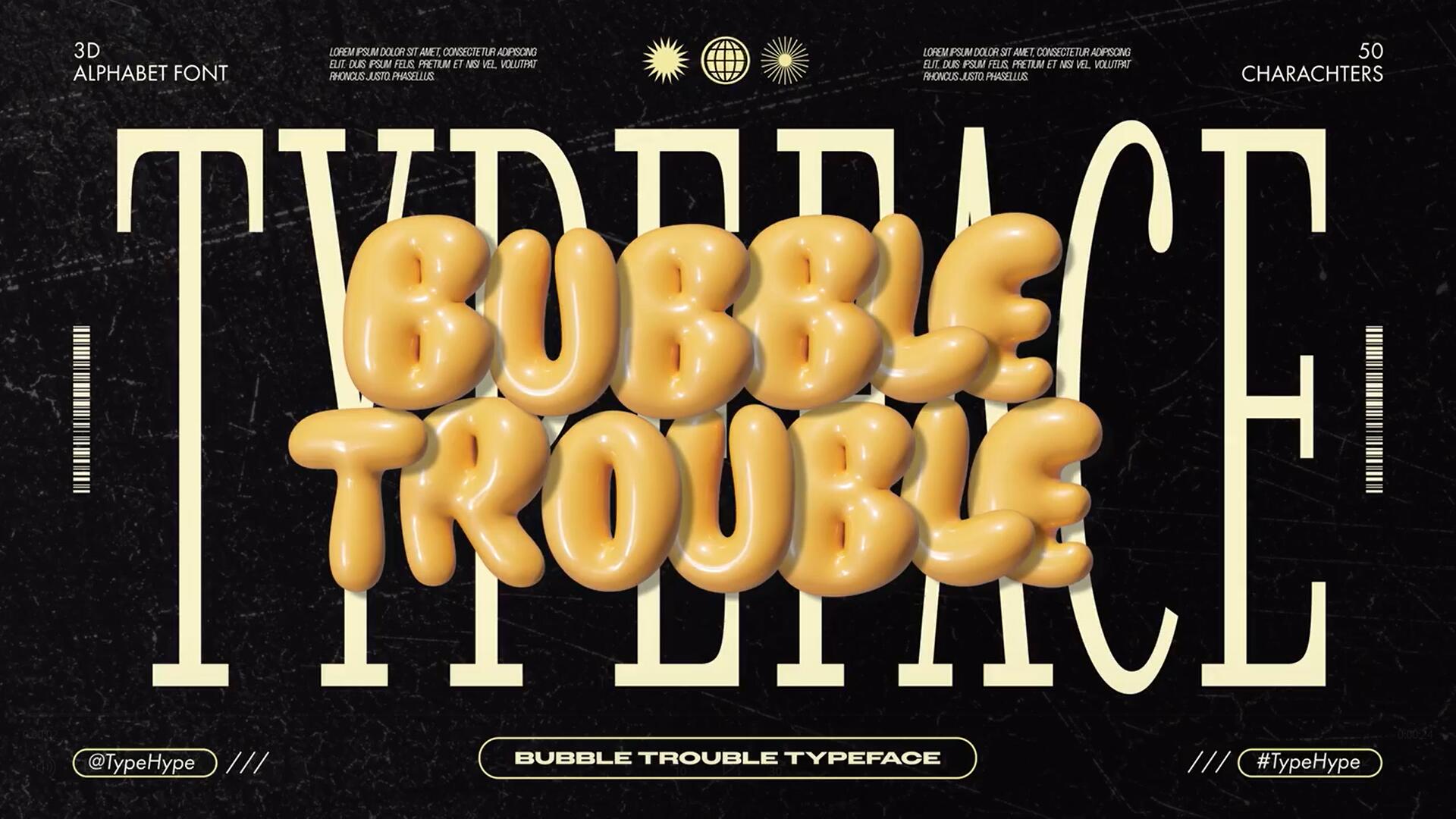 AE模板：趣味卡通圆润胖乎乎y2k气球气泡标题时尚背景动画样式 Bubble Trouble Typeface（8517） -