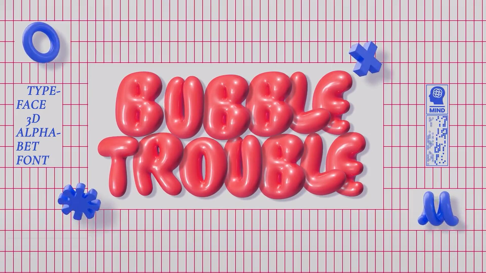 AE模板：趣味卡通圆润胖乎乎y2k气球气泡标题时尚背景动画样式 Bubble Trouble Typeface（8517） -