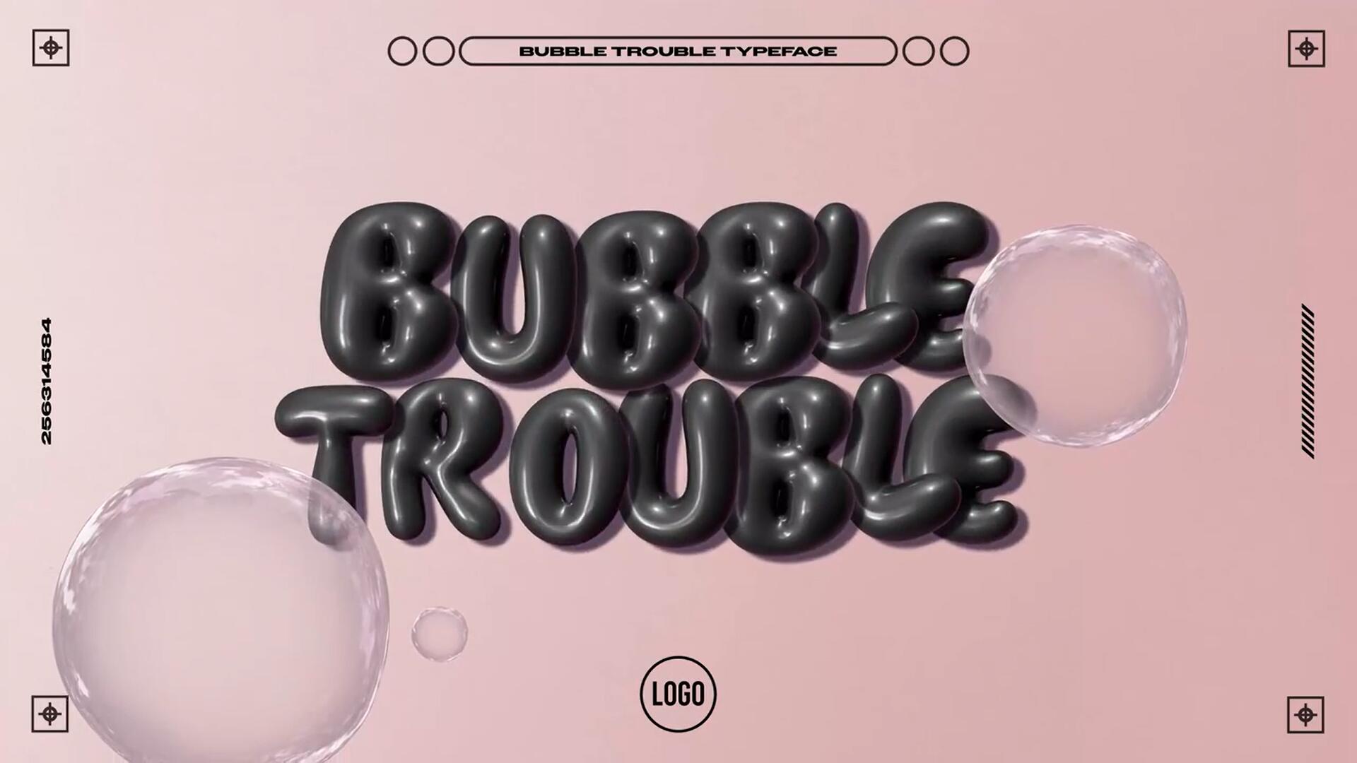 AE模板：趣味卡通圆润胖乎乎y2k气球气泡标题时尚背景动画样式 Bubble Trouble Typeface（8517） -