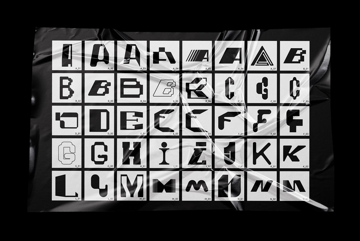 426个街头抽象赛博机能艺术实验性字母形状AI矢量数字现代排版印花设计套装 426 Shapes Letters Numbers Kit by Vanzyst（8527） -