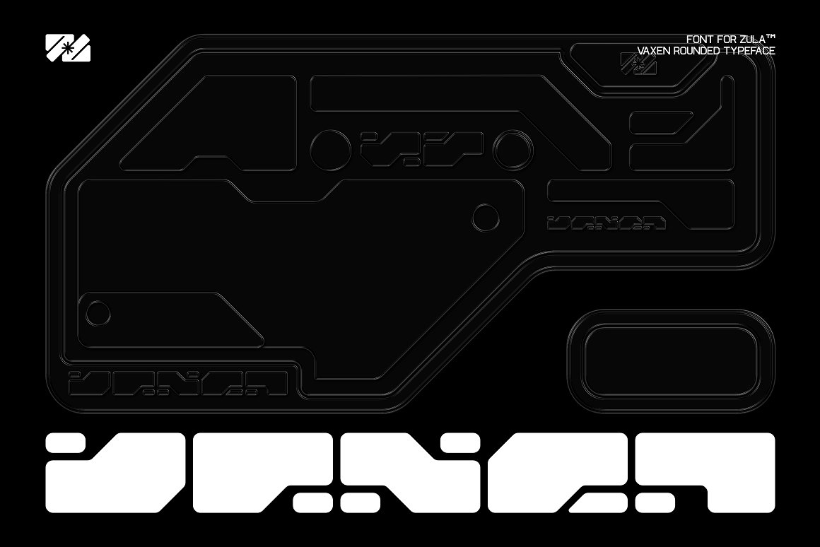 英文字体：未来科幻赛博朋克工业HUD几何Y2K品牌标题英文字体 Vaxen-Rounded Variable Font（8534） -