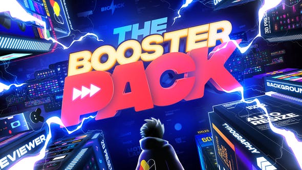 AE脚本：3000种社交媒体图形标题排版转场音效背景图标动画预设 Booster Pack（8537） -