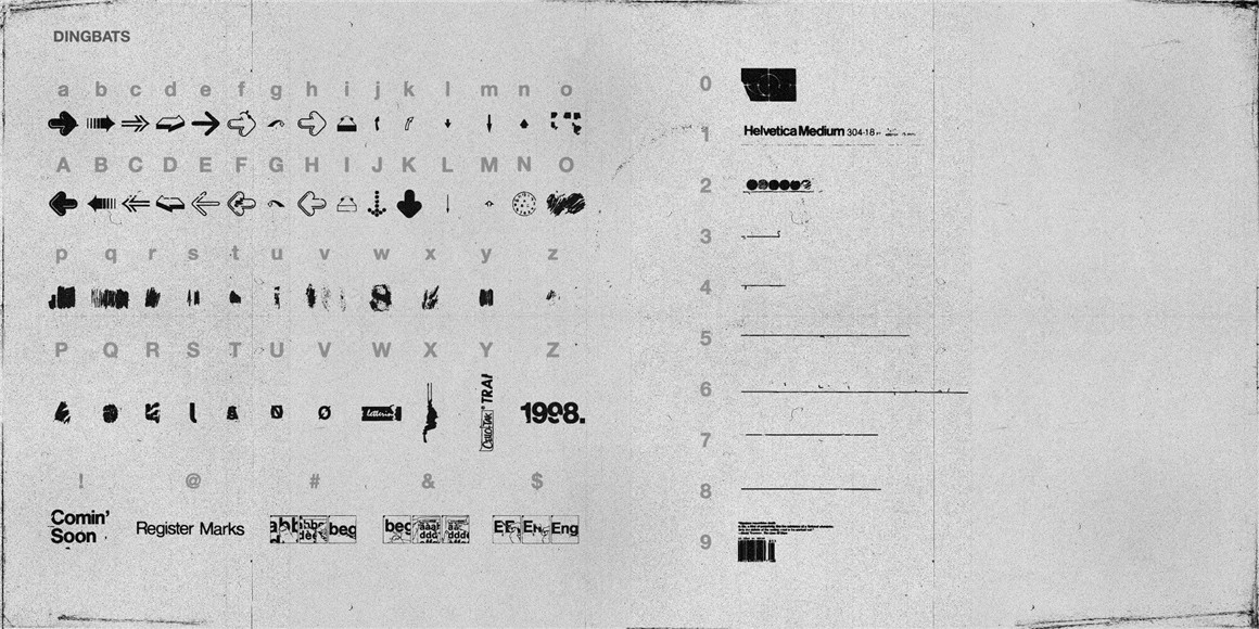 90年代复古做旧墨迹破损砂砾排版贴花转印英文字体下载 Swiss Grit Display Font（8760） -