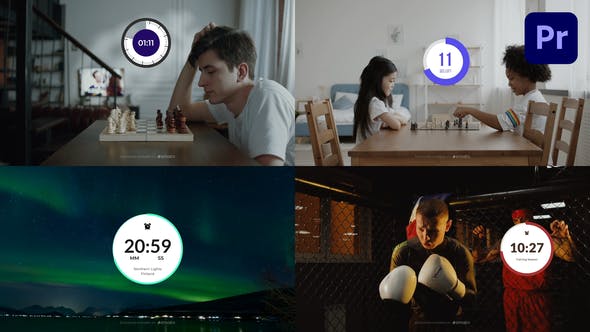 PR模板：19个健身运动秒表小部件精美圆形计数器倒计时工具包 Circle Timers（8558） -