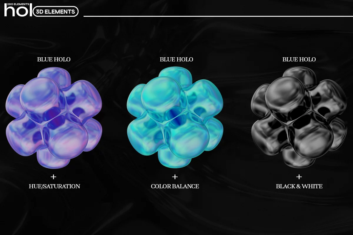 3D渐变科幻立体抽象艺术全息糖果色金属虹彩弥散光几何流体方块图形PNG免扣设计元素 Holo 3D - 320 3D Elements（8981） -
