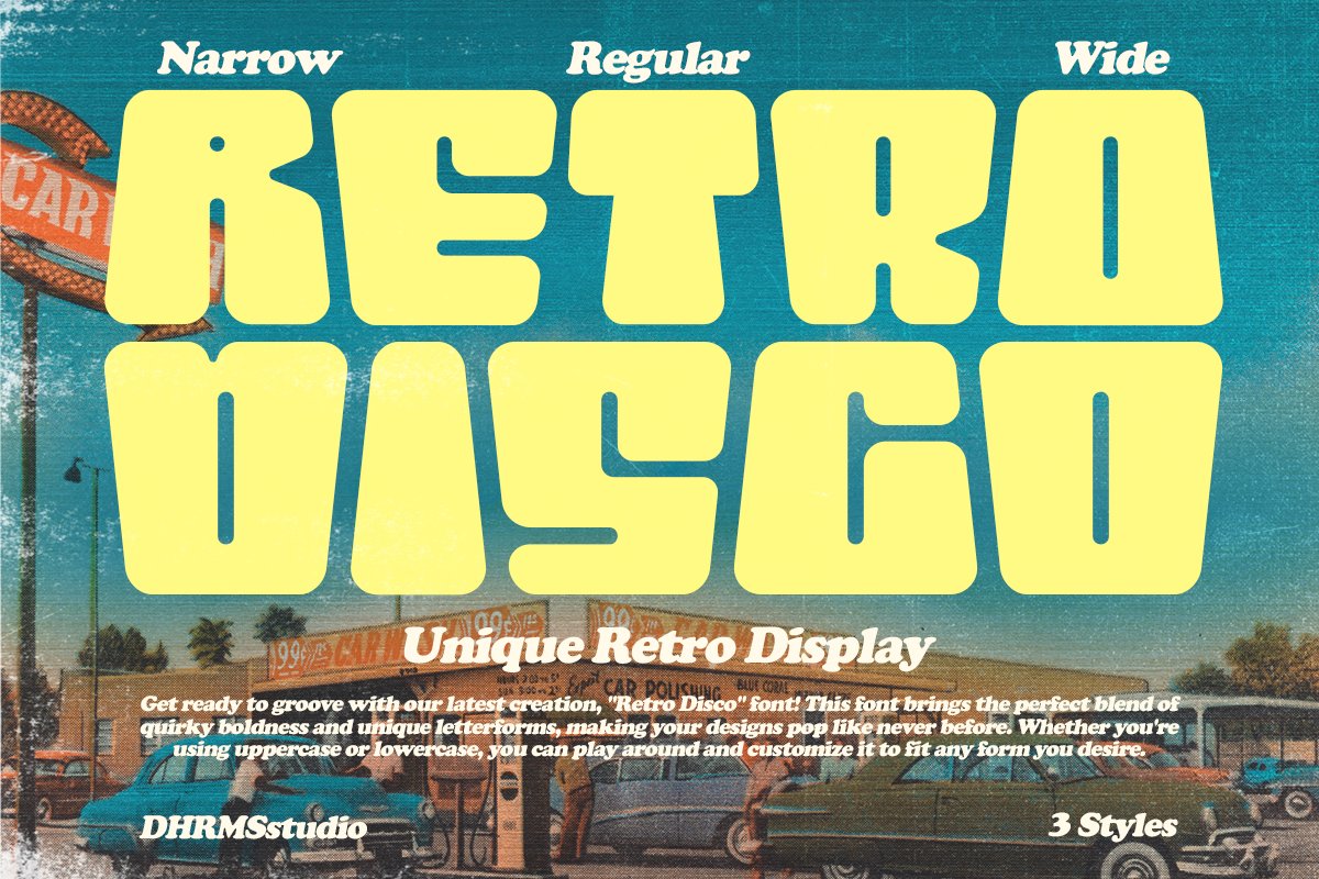 俏皮感时尚复古品牌海报徽标设计装饰英文字体 Retro Disco - Unique Retro Display（8951） -