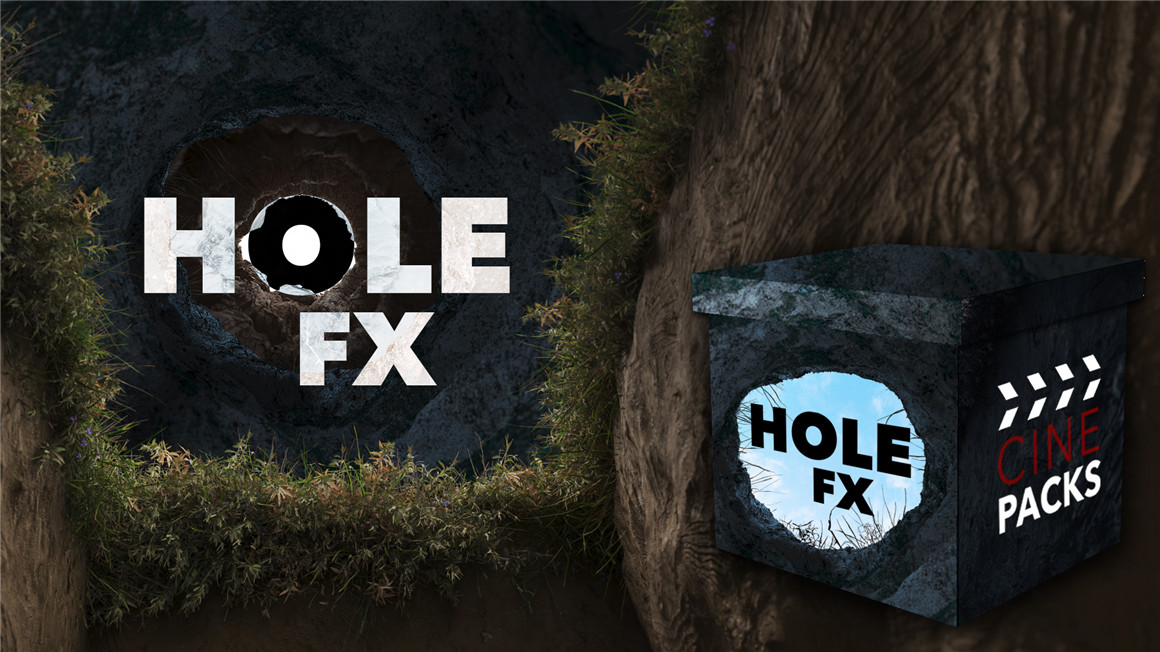 CinePacks Hole FX 9个真实野外坑孔洞第一视角慢速推入式叠加层转场过渡包（8781） -