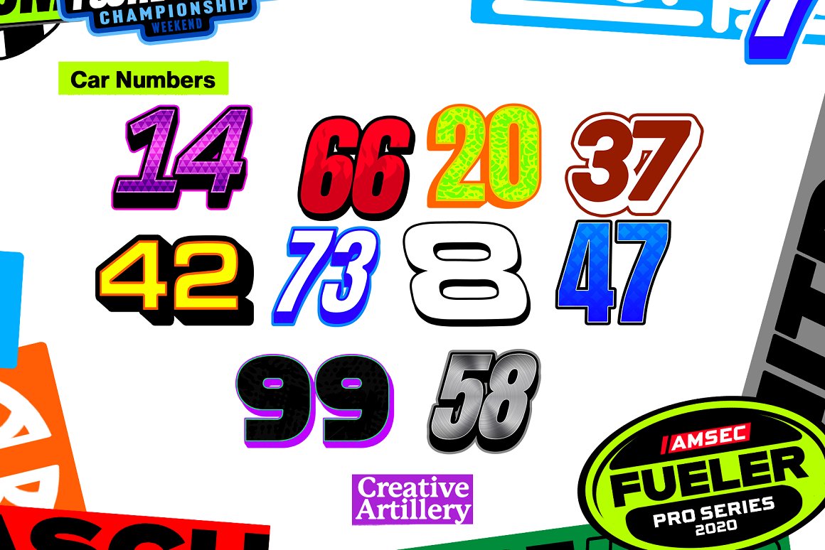 54款赛车运动汽车贴花logo徽标图标PNG/PSD设计套装Racecar Decals（8788） -