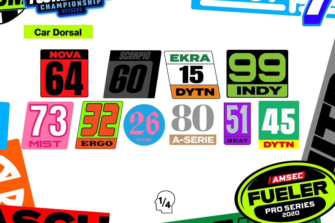 54款赛车运动汽车贴花logo徽标图标PNG/PSD设计套装Racecar Decals（8788） -