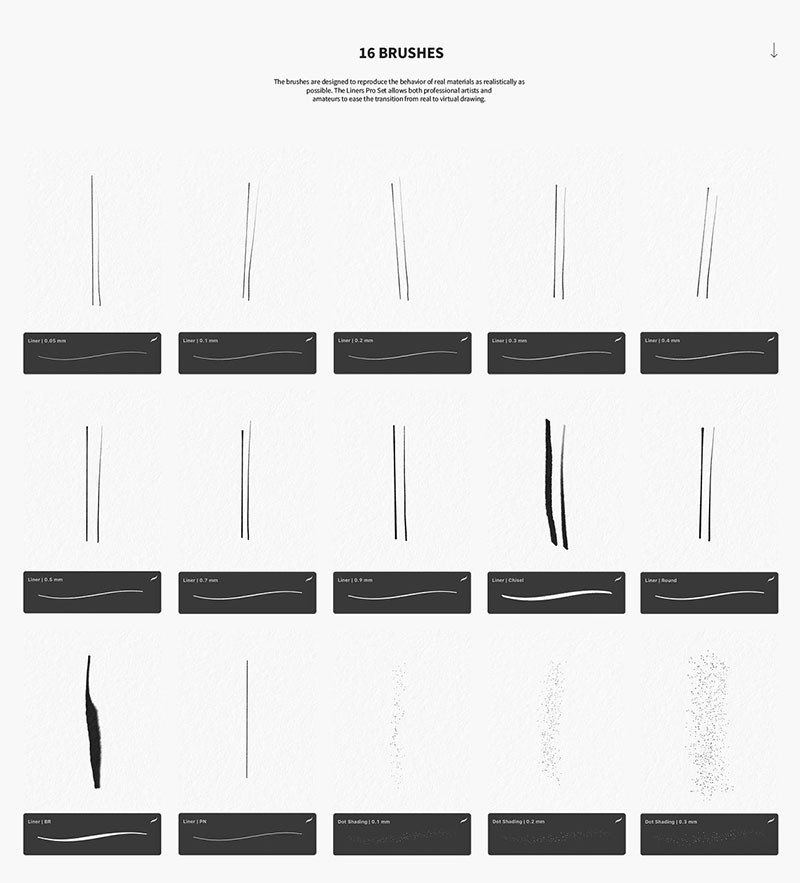 16个专业勾线笔画笔Procreate笔刷 - 笔刷下载 -