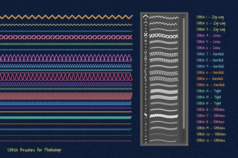 21个创意刺绣纹理PS笔刷 - 笔刷下载 -