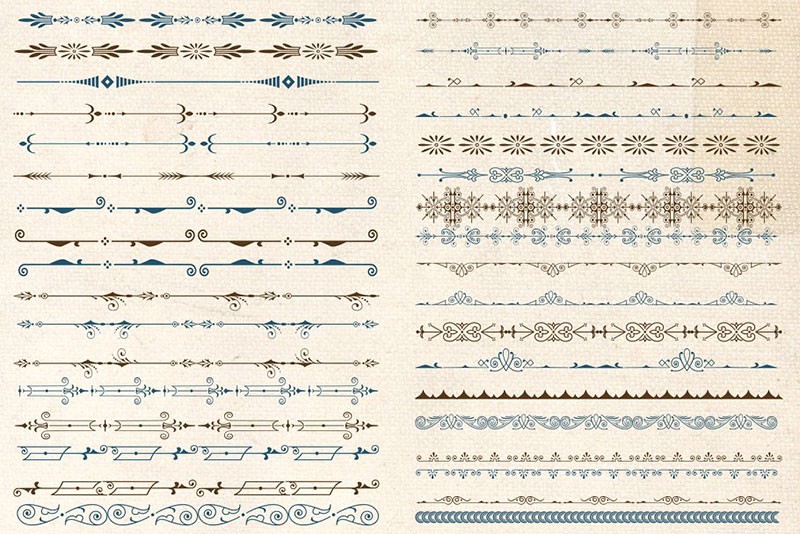 欧式复古手绘边框AI笔刷和PS形状素材 - 笔刷下载 -