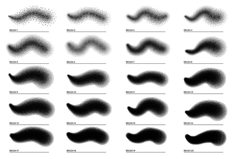 20个点画艺术PS笔刷 - 笔刷下载 -