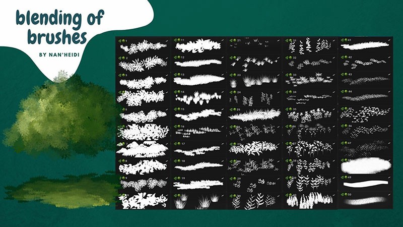 50个草丛植物Procreate笔刷 - 笔刷下载 -