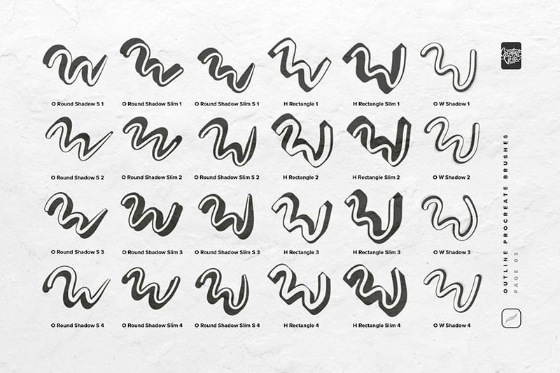 120个立体轮廓效果Procreate字体笔刷 - 笔刷下载 -