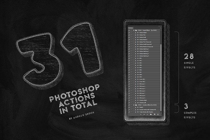 Photoshop粉笔字效果动作 - PS动作 -