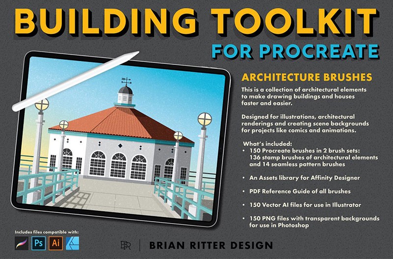 建筑设计绘图Procreate+AI+Affinity笔刷套装 - 笔刷下载 -